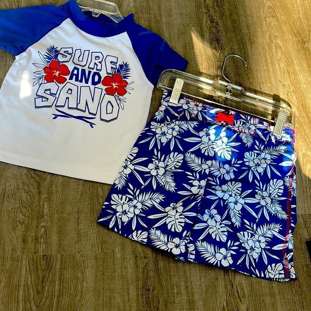NEW Nick & Mack Boys 2 -Piece Swimwear Rash Guard and Trunk Swimsuit Set
